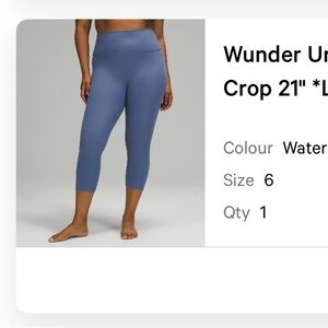 Lululemon Wunder Under High Rise Crop Luxtreme 21 inches - Size 6/Color Lavender